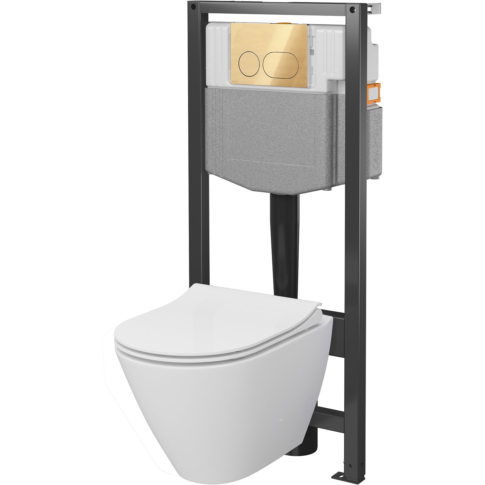 CERSANIT Zapustená sada SYSTEM 50 mechanická, bowl CITY OV, doska, gombíková zlatá S4003-020