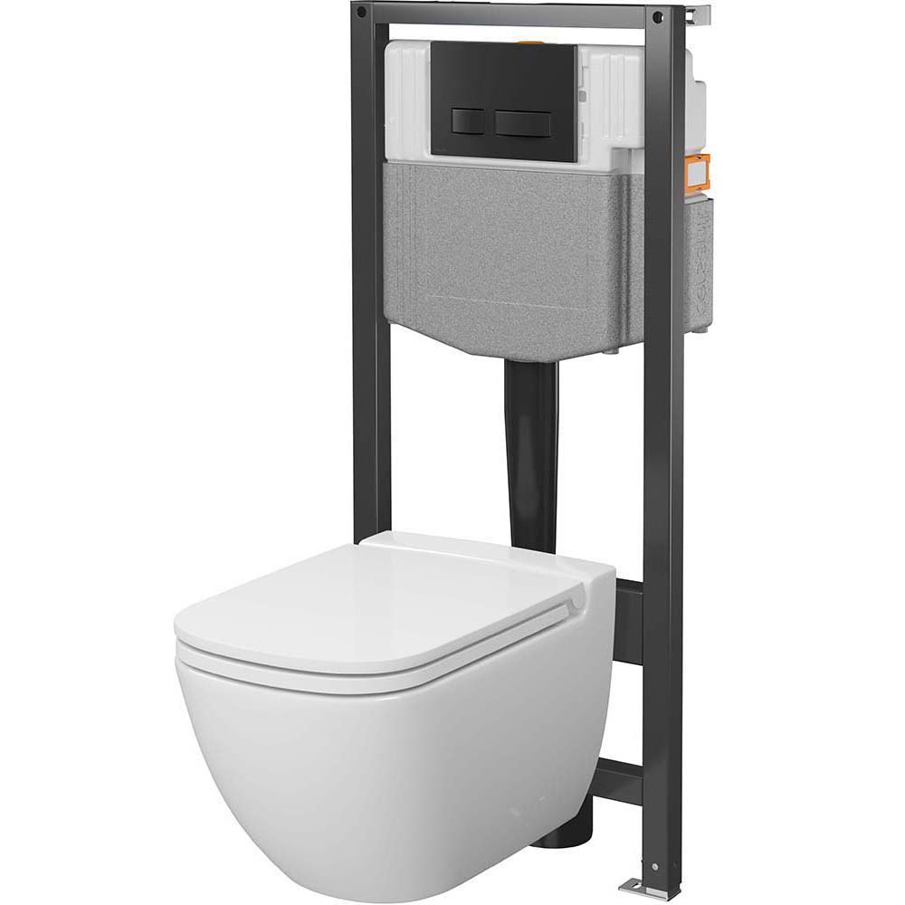 CERSANIT COBE SYSTEM 50 mech podomietková súprava, CASPIA misa, doska, čierne tlačidlo S4014-002