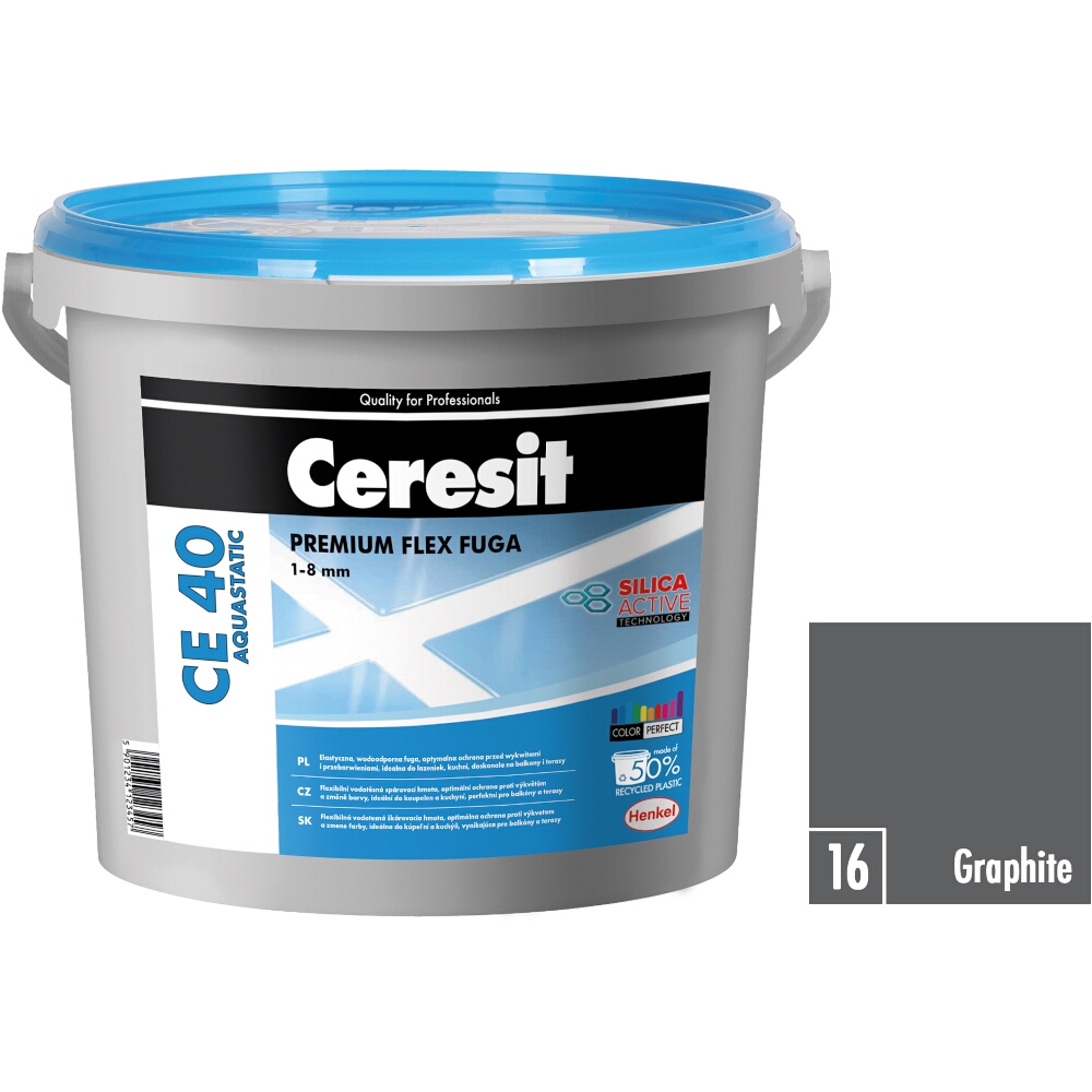 Flexibilná škárovacia hmota Ceresit CE 40 Aquastatic graphite, 5 kg Flexibilná škárovacia hmota Ceresit CE 40 Aquastatic graphite, 5 kg