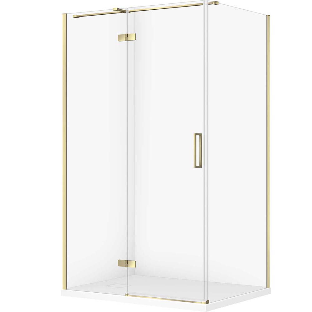 CERSANIT Set obdĺžnikový sprchový kút JOTA ľavý 120x90 zlatý, sprchová vanička TAKO SLIM biela matná S601-409