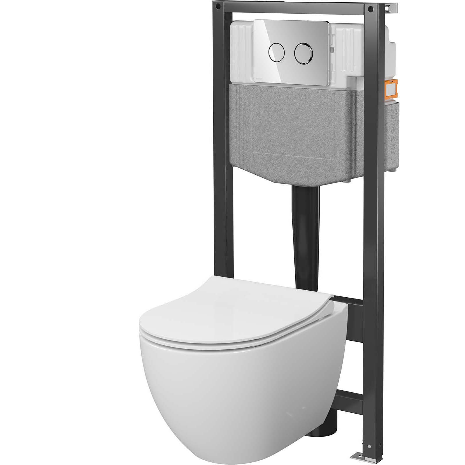 CERSANIT GARDA SYSTEM 50 pneumatická podomietková súprava, misa, doska, chrómové tlačidlo S4015-001