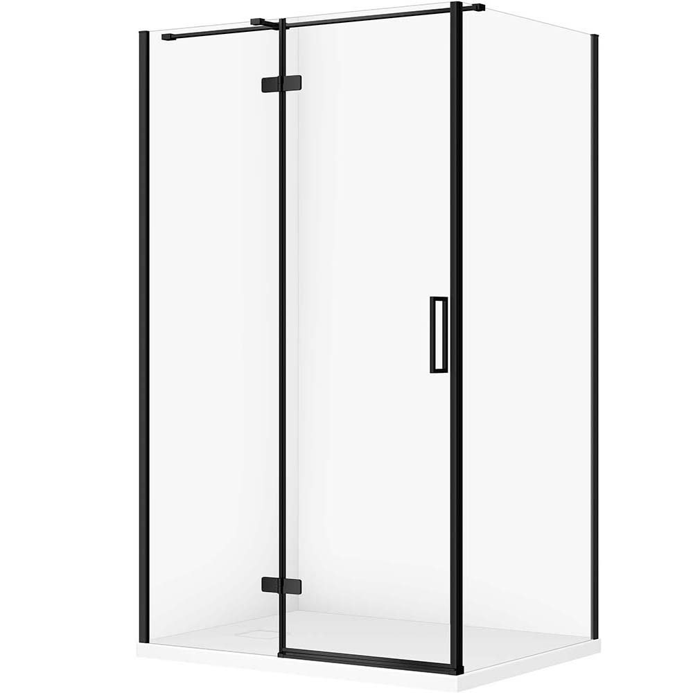 CERSANIT Set obdĺžnikový sprchový kút JOTA ľavý 120x90 čierny, sprchová vanička TAKO SLIM biela matná S601-401