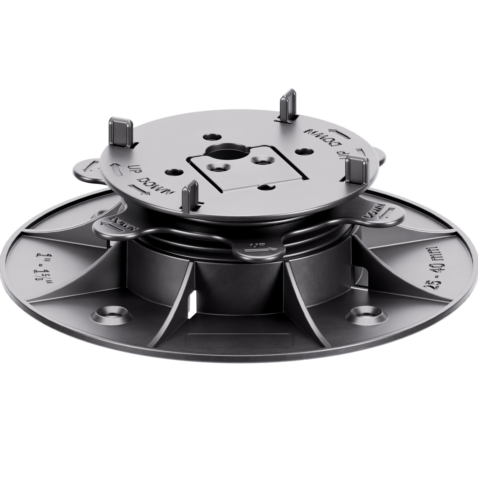 Regulovateľná podložka CLEVER LEVEL 25–40 mm pre vetrané terasy, škára 3 mm