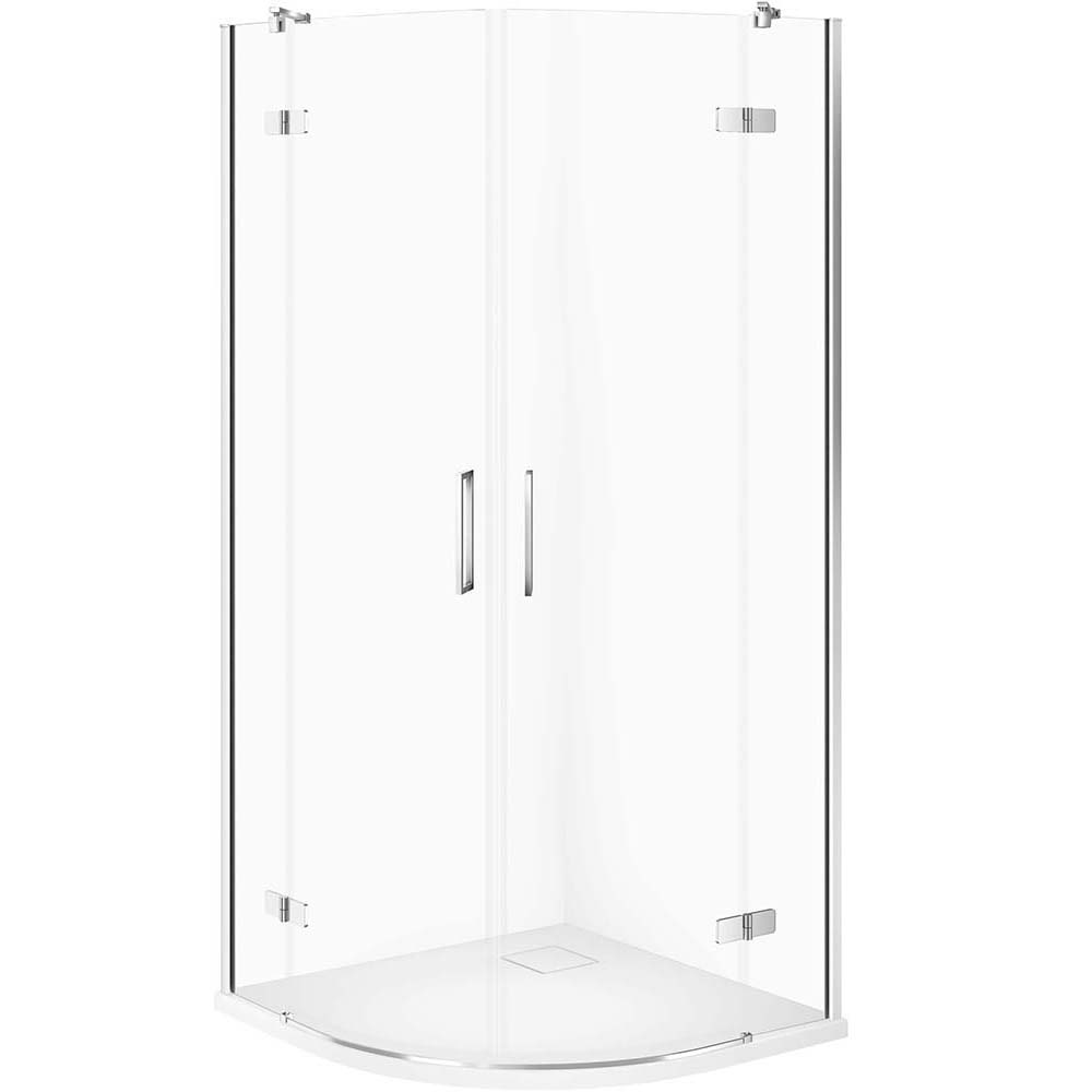 CERSANIT JOTA 90x90 chrómový polkruhový sprchový kút, TAKO SLIM sprchová vanička biela matná S601-447