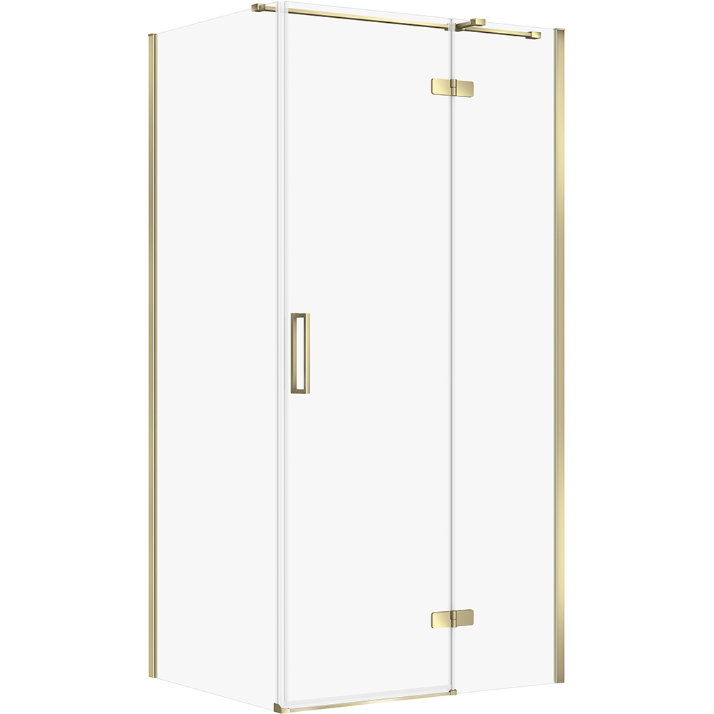 CERSANIT Obdĺžnikový sprchový kút JOTA 100x80 pravý zlatý, priehľadné sklo S160-035