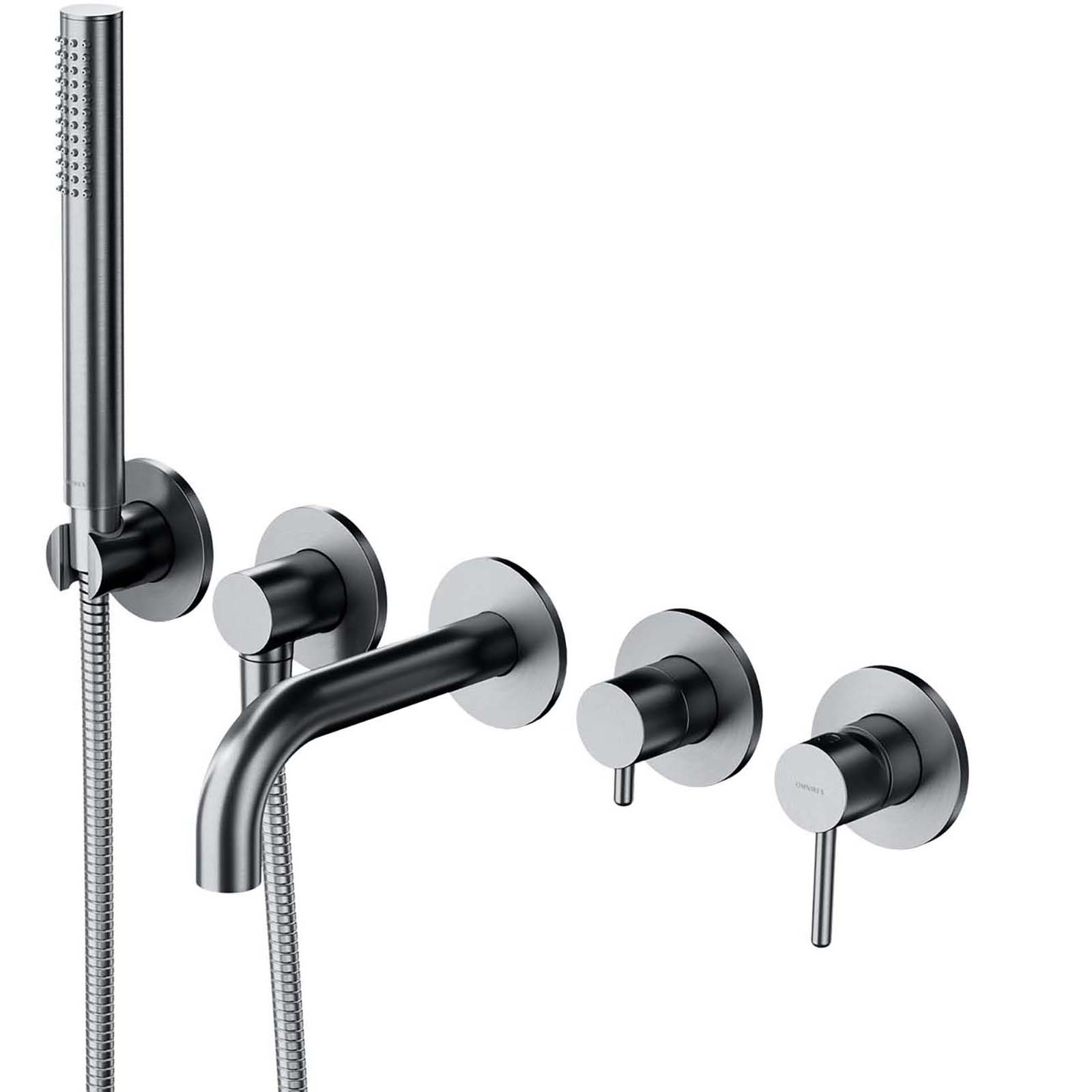 OMNIRES Y 5-dierkový zapustený kohútik do vane s krátkym výtokom z brúseného niklu Y1237-1SNI