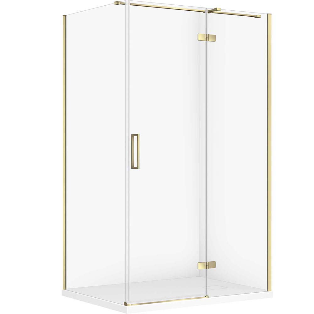 CERSANIT Sada obdĺžnikový sprchový kút JOTA pravý 120x90 zlatý, sprchová vanička TAKO SLIM biely S601-406