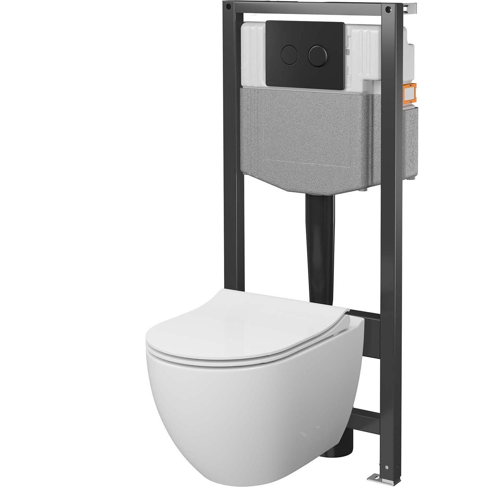 CERSANIT Podomietková súprava GARDA SYSTEM 50 pneumatická, misa, sedadlo, tlačidlo čierna S4015-002