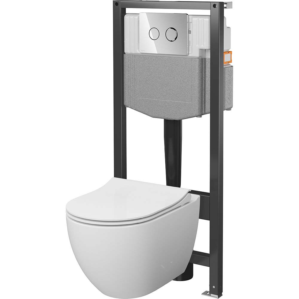 CERSANIT GARDA SYSTEM 50 pneumatická podomietková súprava, misa, doska, chrómové tlačidlo S4015-001