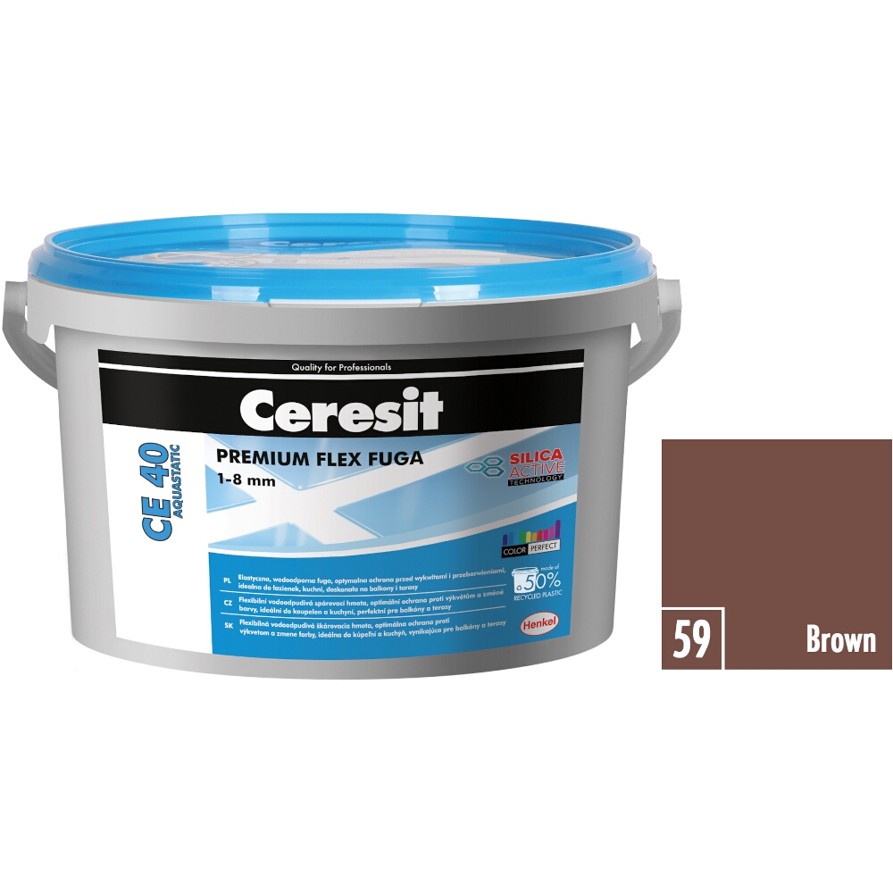 Flexibilná škárovacia hmota Ceresit CE 40 Aquastatic brown, 2 kg Flexibilná škárovacia hmota Ceresit CE 40 Aquastatic brown, 2 kg