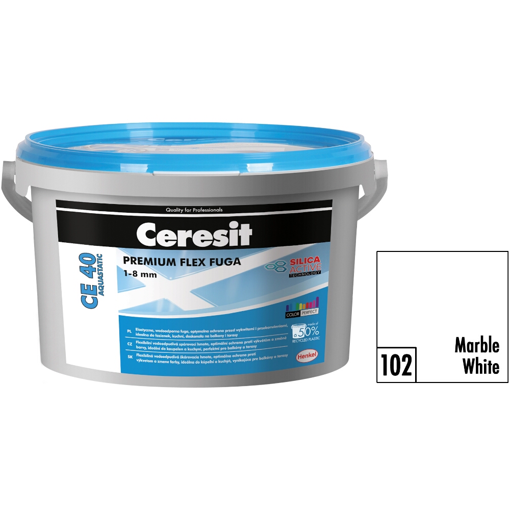 Flexibilná škárovacia hmota Ceresit CE 40 Aquastatic marble white, 2 kg Flexibilná škárovacia hmota Ceresit CE 40 Aquastatic marble white, 2 kg
