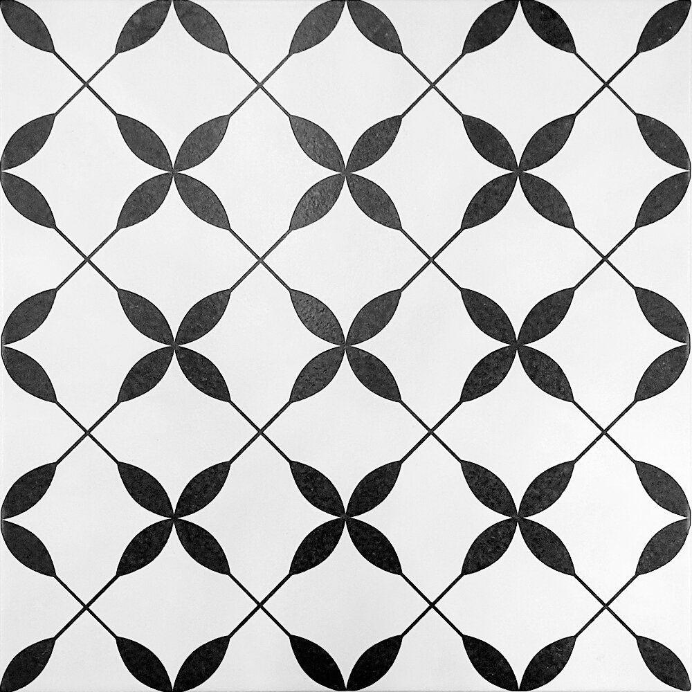DLAŽBA PATCHWORK BLACK&WHITE FLOWER PATTERN SATIN 29,8X29,8 (II. AKOST)