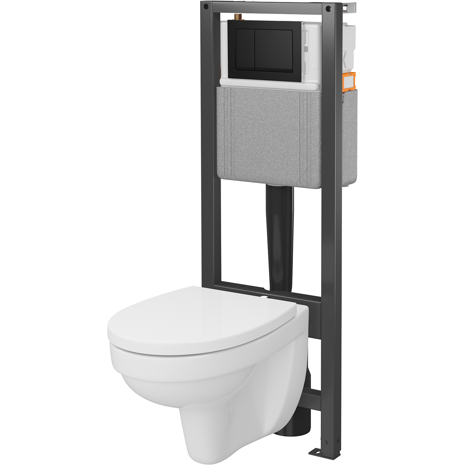 CERSANIT Zapustená sada ABIS NEW 40 mechanická, miska, doska, gombíková čierna matná S4005-019