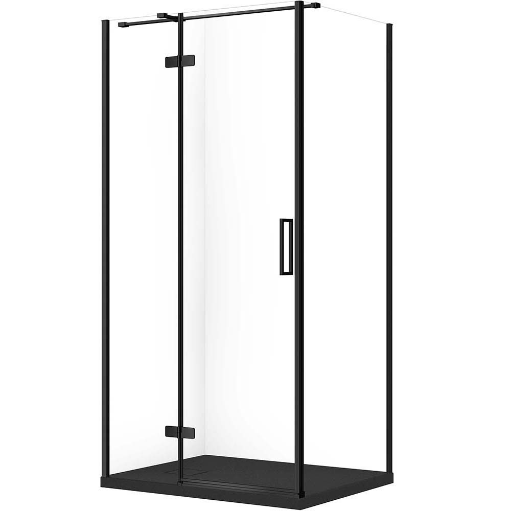 CERSANIT Set obdĺžnikový sprchový kút JOTA ľavý 100x80 čierny, sprchová vanička TAKO SL čierna matná S601-397