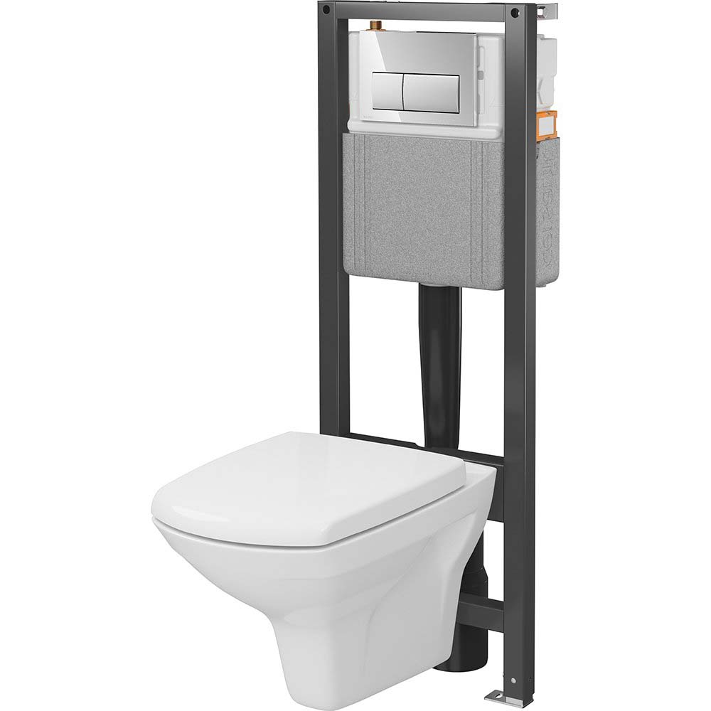 CERSANIT CROMO NEW 40 mechanická podomietová súprava, misa, doska, chrómové tlačidlo S4012-001