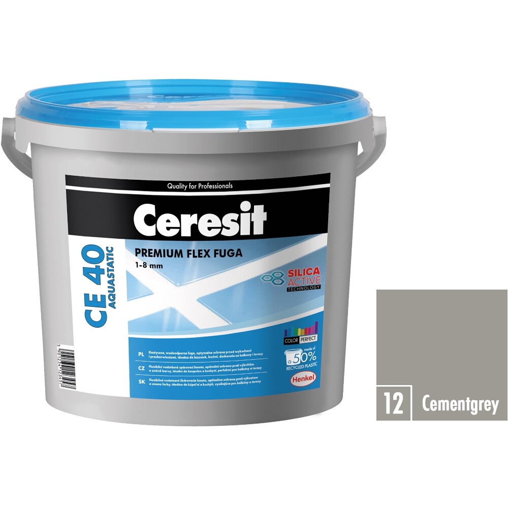Flexibilná škárovacia hmota Ceresit CE 40 Aquastatic cementgrey, 5 kg Flexibilná škárovacia hmota Ceresit CE 40 Aquastatic cementgrey, 5 kg