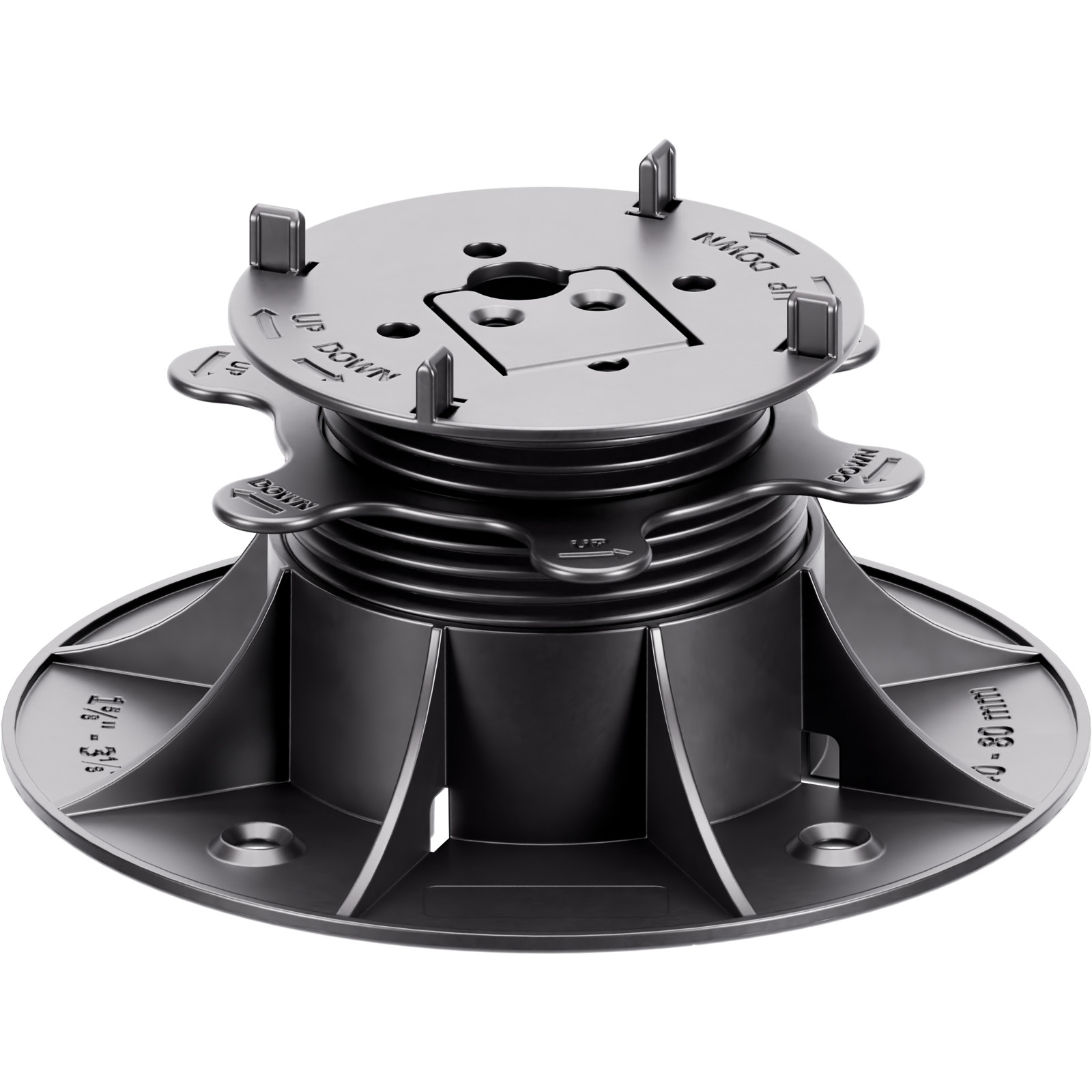 Regulovateľná podložka CLEVER LEVEL 40–80 mm pre vetrané terasy, škára 3 mm
