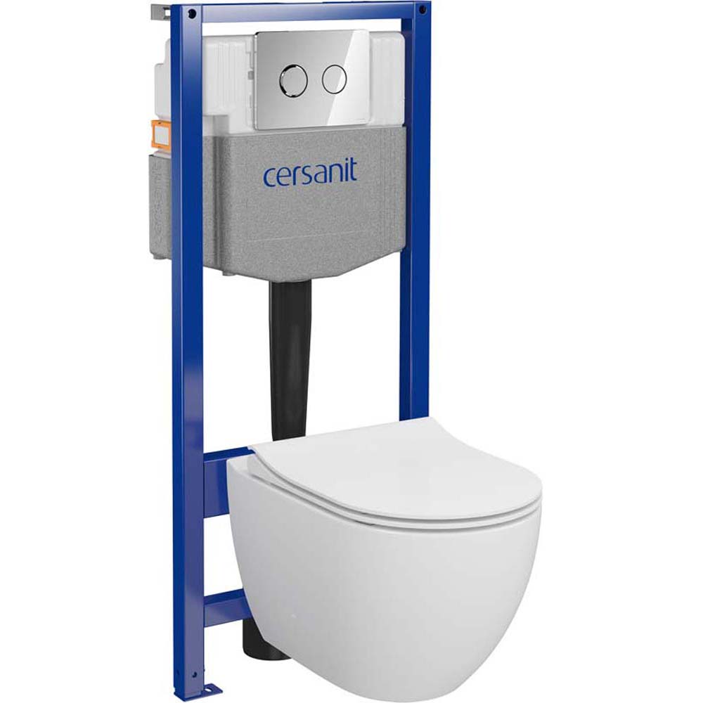 CERSANIT GARDA SYSTEM 50 pneumatická podomietková súprava, misa, sedadlo, chrómové tlačidlo S701-770