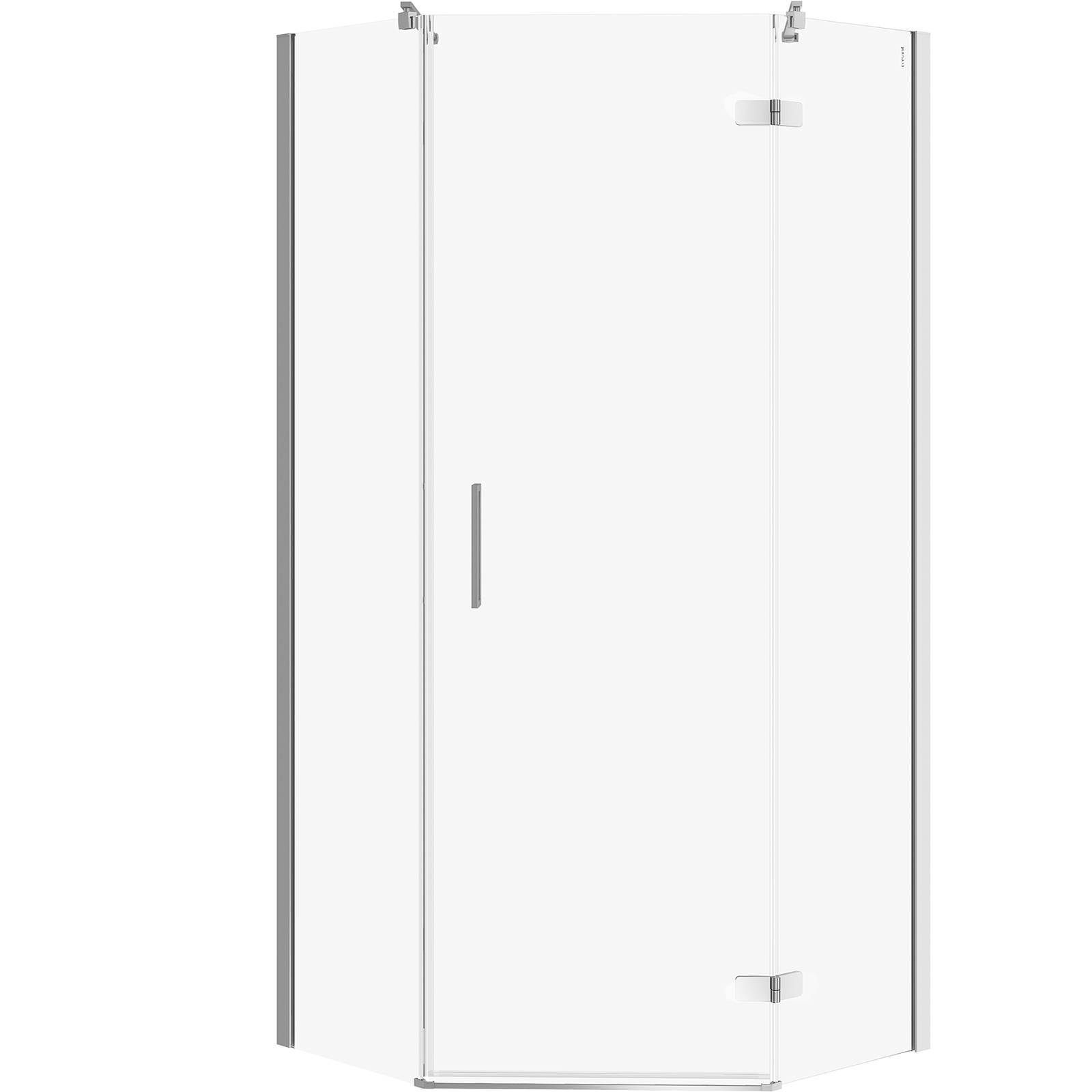 CERSANIT Päťuholníkový sprchový kút JOTA pravý chróm 90x90x195 priehľadné sklo S160-013