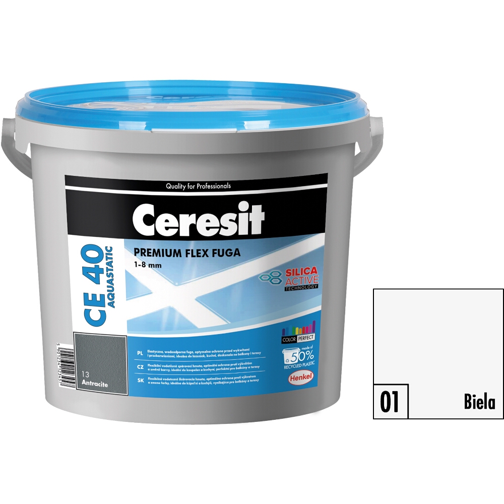 Flexibilná škárovacia hmota Ceresit CE 40 Aquastatic biela, 5 kg