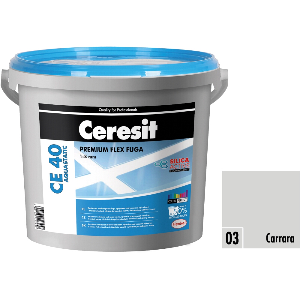 Flexibilná škárovacia hmota Ceresit CE 40 Aquastatic carrara, 5 kg Flexibilná škárovacia hmota Ceresit CE 40 Aquastatic carrara, 5 kg