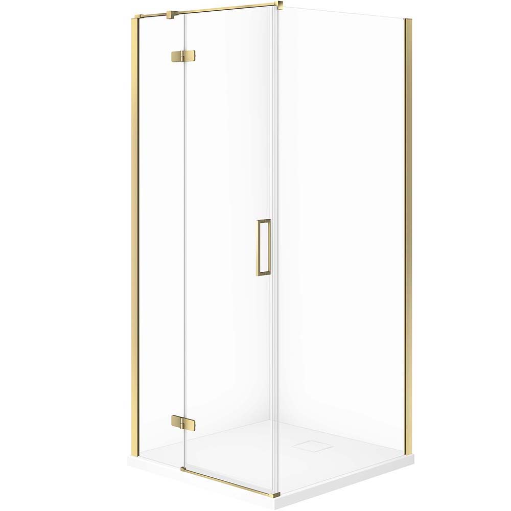 Sprchový kút CERSANIT JOTA súprava ľavá 90x90 zlatá, sprchová vanička TAKO SLIM biela matná S601-377