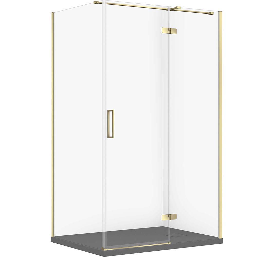 CERSANIT Set obdĺžnikový sprchový kút JOTA pravý 120x90 zlatý, sprchová vanička TAKO SLIM sivá matná S601-410