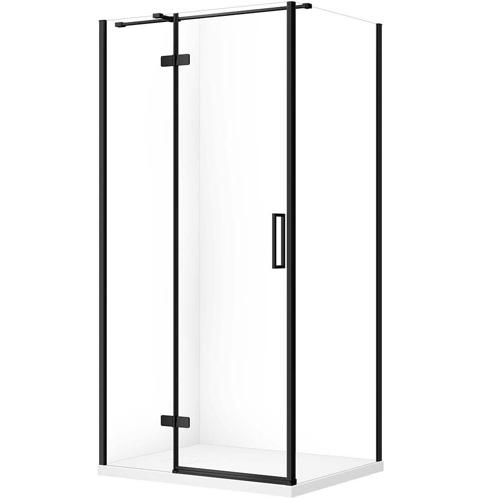 CERSANIT Set obdĺžnikový sprchový kút JOTA ľavý 100x80 čierny, sprchová vanička TAKO SLIM biela matná S601-393