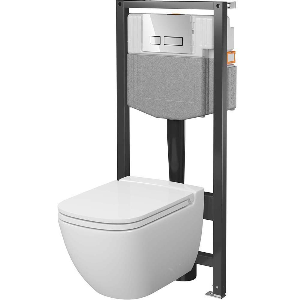 CERSANIT COBE SYSTEM 50 mech podomietková súprava, CASPIA misa, doska, chrómové tlačidlo S4014-001
