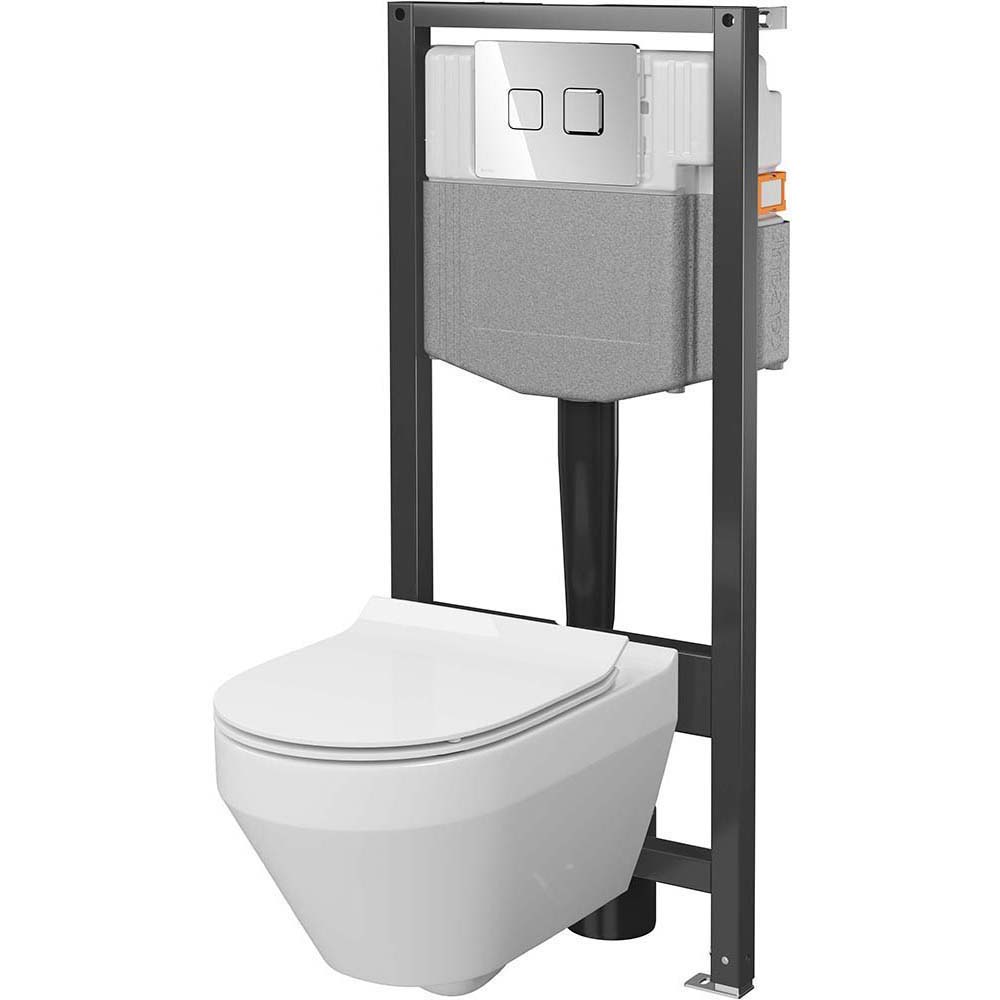 CERSANIT SYSTEM 50 pneumatická skrytá súprava, CREA vírivá misa, doska, chrómové tlačidlo S4023-001