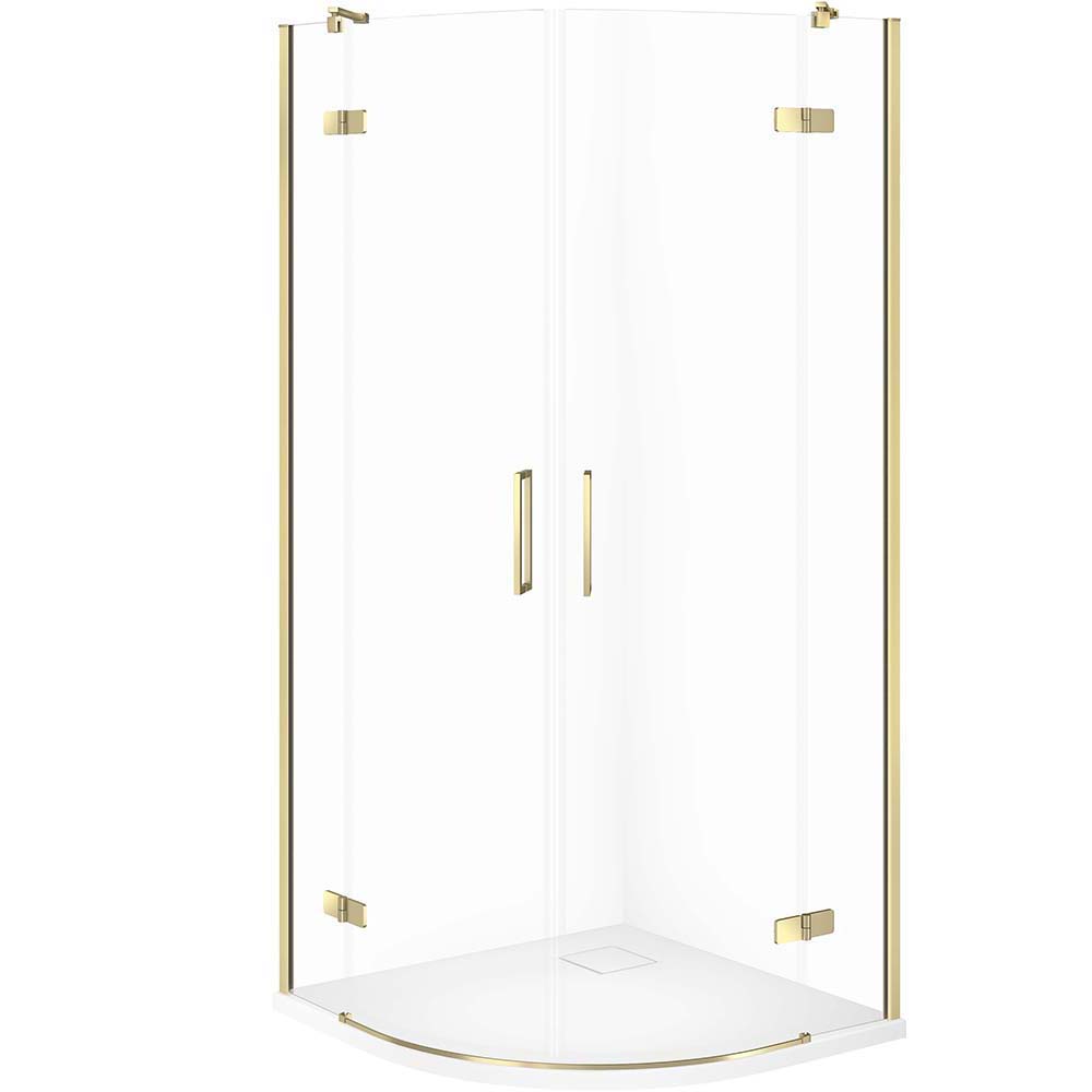 CERSANIT JOTA polkruhová sprchová súprava 90x90 zlatá, sprchová vanička TAKO SLIM 4 cm biela S601-442