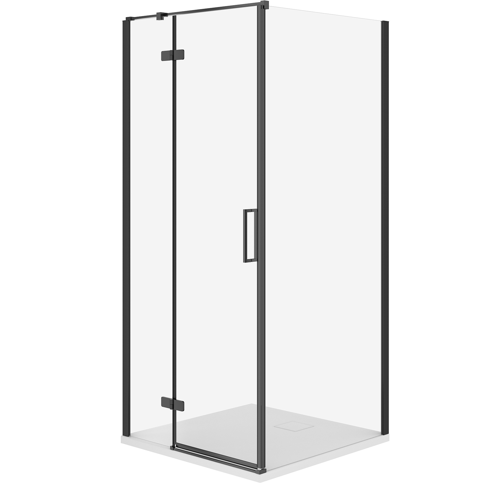 Sprchový kút CERSANIT JOTA ľavý čierny 80x80 so sprchovou vaničkou TAKO slim biely S601-173