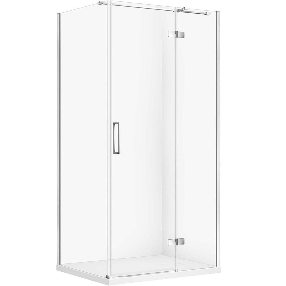 CERSANIT Set obdĺžnikový sprchový kút JOTA pravý 100x80 chróm, sprchová vanička TAKO SLIM biela matná S601-424