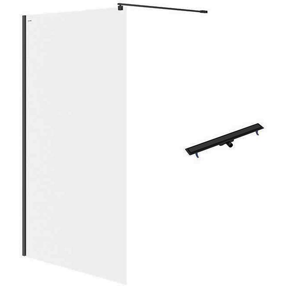 CERSANIT Walk-in sprchový kút MILLE čierny 120x200 lineárny odtok TAKO 90 čierny S601-240