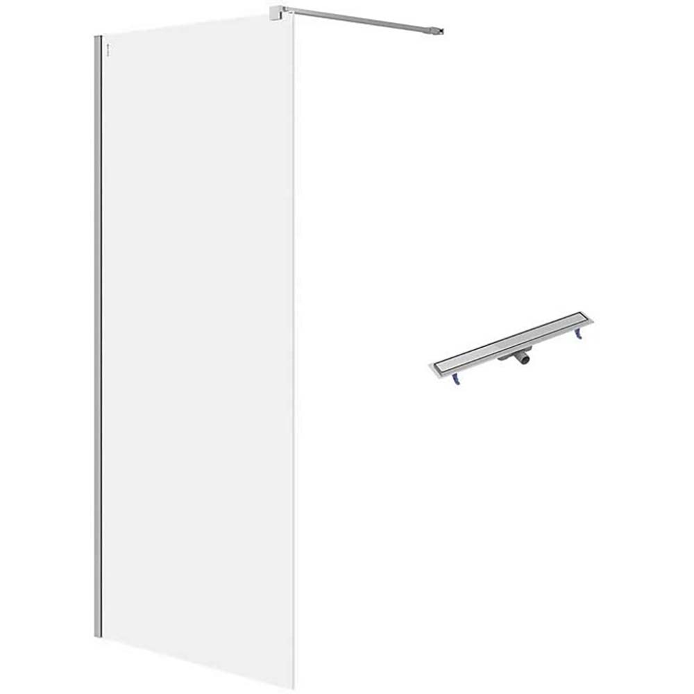 CERSANIT Walk-in sprchový kút MILLE chróm 90x200 lineárny odtok TAKO 80 oceľ S601-242