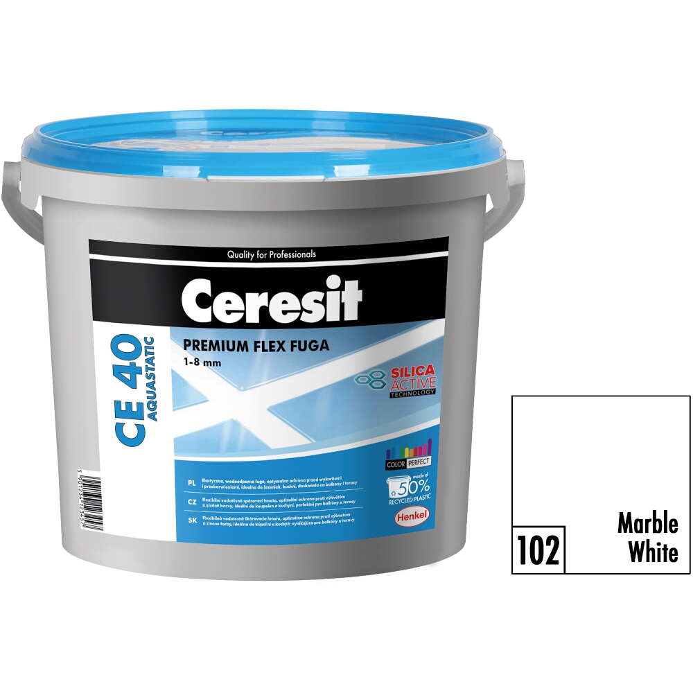 Flexibilná škárovacia hmota Ceresit CE 40 Aquastatic marble white, 5 kg Flexibilná škárovacia hmota Ceresit CE 40 Aquastatic marble white, 5 kg