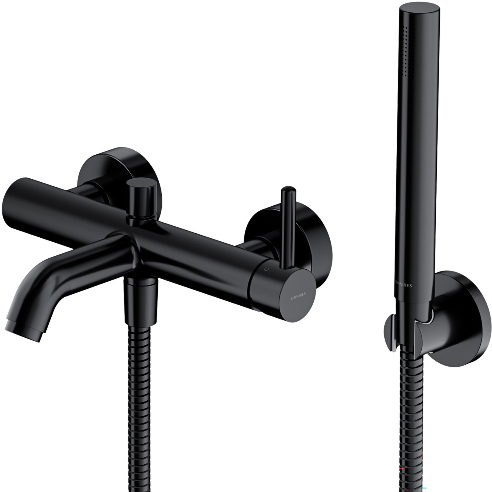 OMNIRES Y nástenný miešač do vane so sprchovou súpravou čierny polomatný Y1231BL