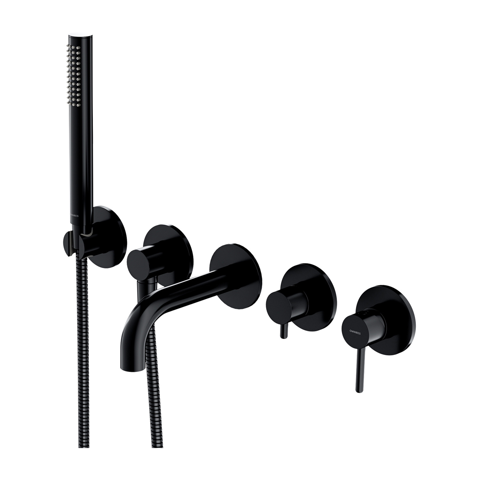 OMNIRES Y 5-dierový zapustený kohútik do vane s krátkym výtokom čierny polomatný Y1237-1SBL