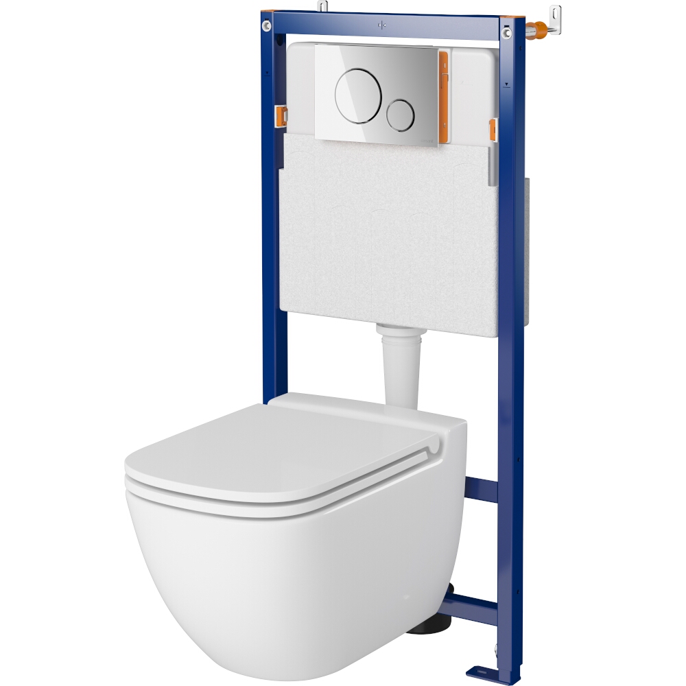 CERSANIT COBE TECH LINE OPTI WC súprava s bezprírubovou misou, sedátkom a tlačidlom S701-634