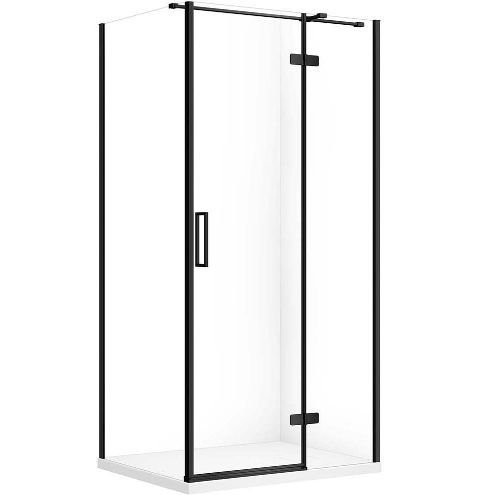 CERSANIT Set obdĺžnikový sprchový kút JOTA pravý 100x80 čierny, sprchová vanička TAKO SLIM biela S601-390