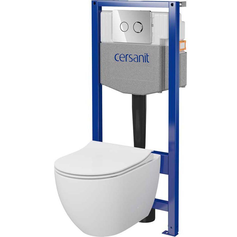 CERSANIT GARDA SYSTEM 50 pneumatická podomietková súprava, misa, sedadlo, chrómové tlačidlo S701-770