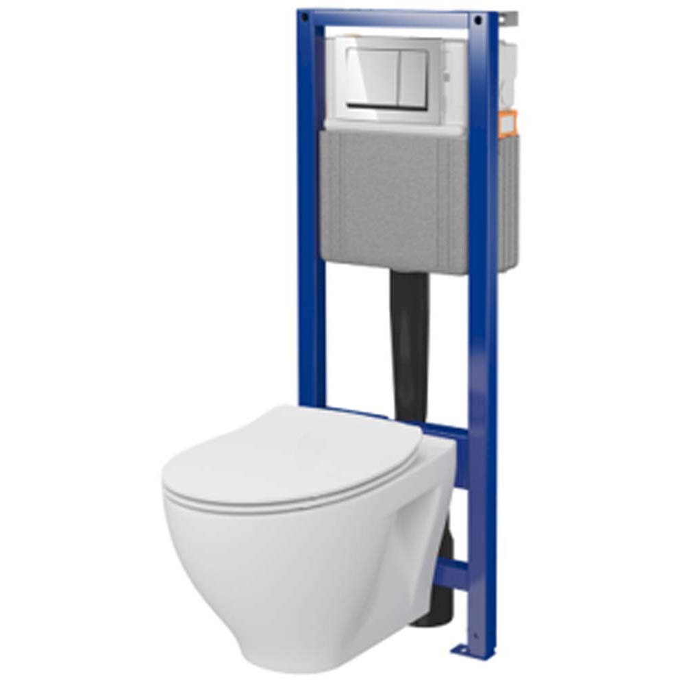 CERSANIT SYSTEM 40 MECH podomietková súprava SAVIO misa, doska, chrómové tlačidlo S701-828