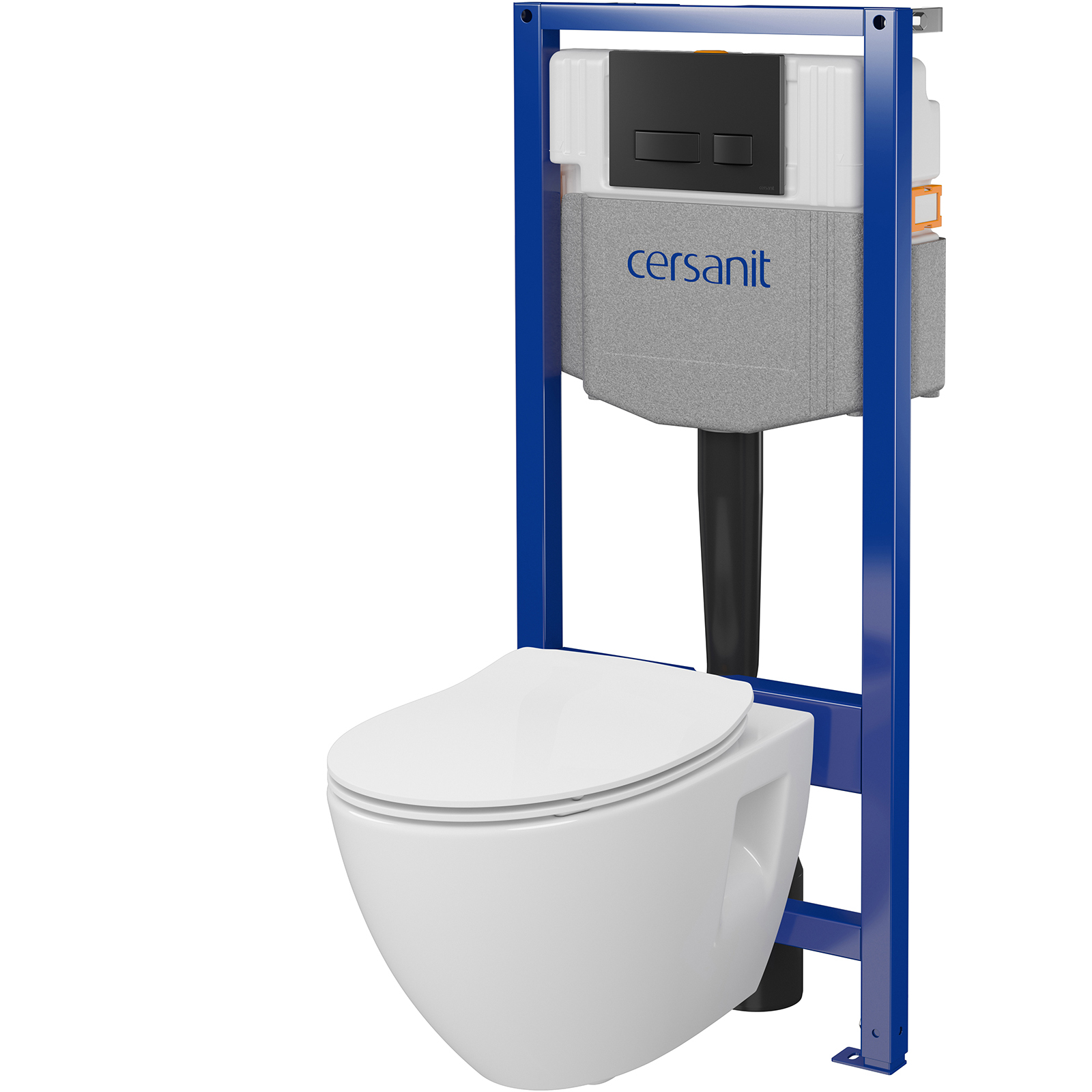 Podomietková súprava CERSANIT SYSTEM 50 mech, misa Moduo Plus, doska, gombík čierny matný S701-766